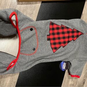 Gray Onesie with Red Plaid Tree Design